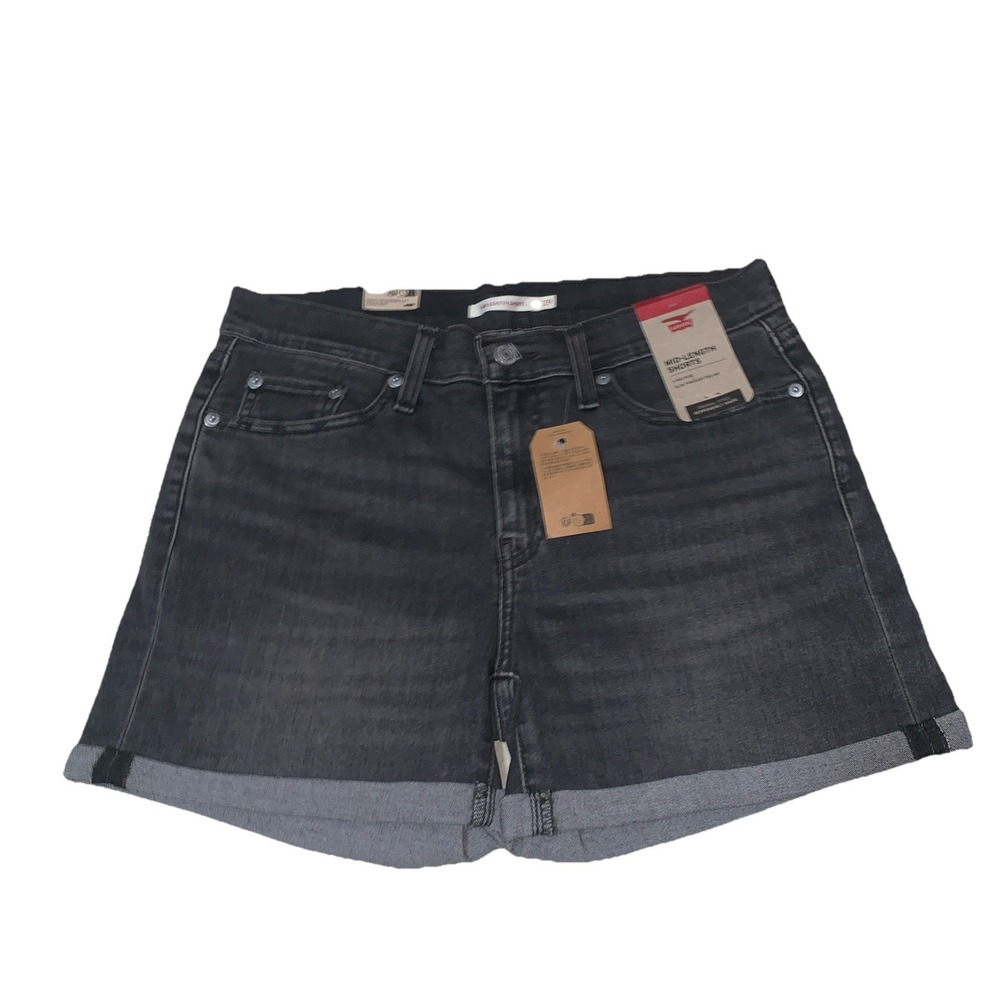 Levi's Shorts Women's 29 Black Wash Mid Length/Mid Rise Cuffed Classic Denim NEW